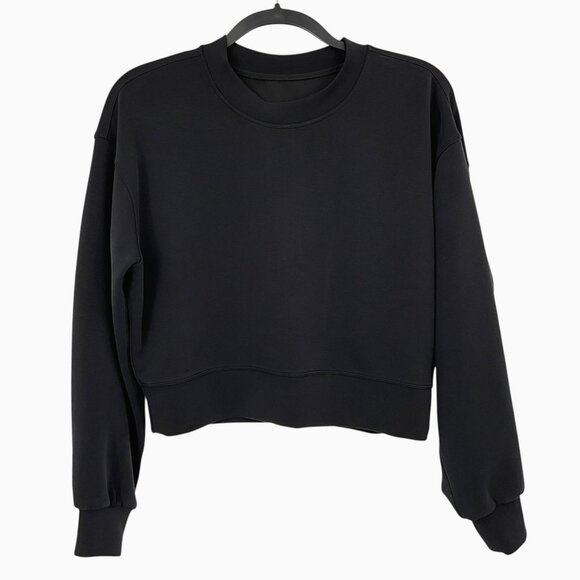 lululemon athletica Tops - Lululemon Perfectly Oversized Cropped Crew Softstreme Black Womens 2 Sweatshirt